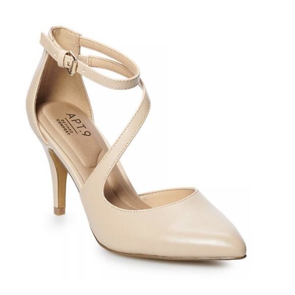 APT.9 DEFINED COMFORT Strappy Closed Toe Tan Heels Sz 9 M - Picture 1 of 9